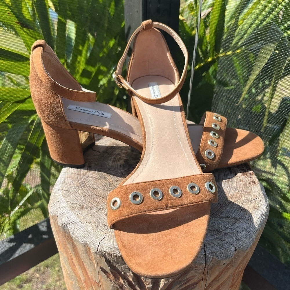 Massimo Dutti Suede Leather Heeled Sandals